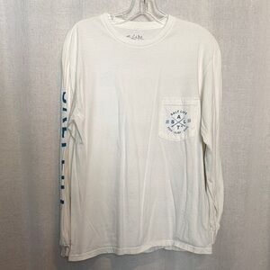Salt Life White Long Sleeve Pocket Tee with Blue Logo